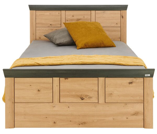 POSTELJA 200 cm x 120 cm , leseni material barve hrasta, temno siva