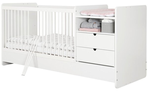 OTROŠKA POSTELJICA All in One bukev masivno 205/75/95 cm bela