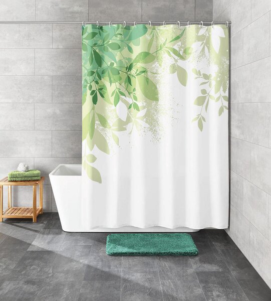 KOPALNIŠKA ZAVESA FLORESTA 180/200 cm zelena, bela