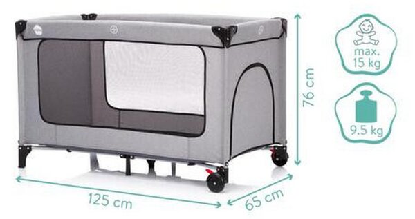 PRENOSNA POSTELJICA GRAU MELANGE 60/120 cm svetlo siva