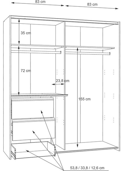 OMARA Z DRSNIMI VRATI, bela, barve aluminija