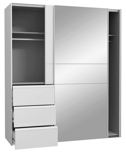 OMARA Z DRSNIMI VRATI, bela, barve aluminija