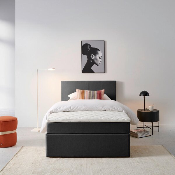 POSTELJA Z VZMETNICO 120 cm x 200 cm , les, tekstil, leseni material siva