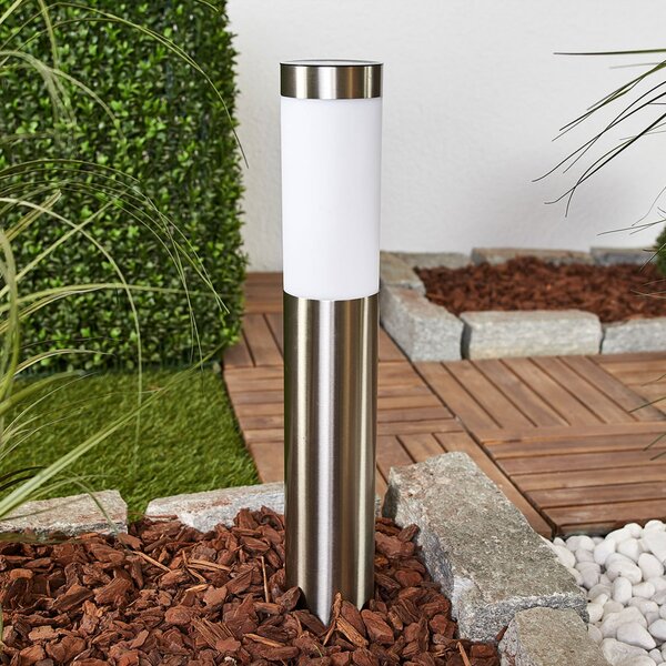 Lindby LED-solarna svetilka Aleeza, 61 cm, nerjaveče jeklo, zemeljski kol, Kovinska, Nerjaveče jeklo, Sodobni