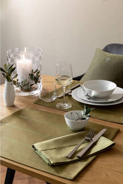 SERVIETA IZ BLAGA LOGO STRIPES 50/50 cm olivno zelena