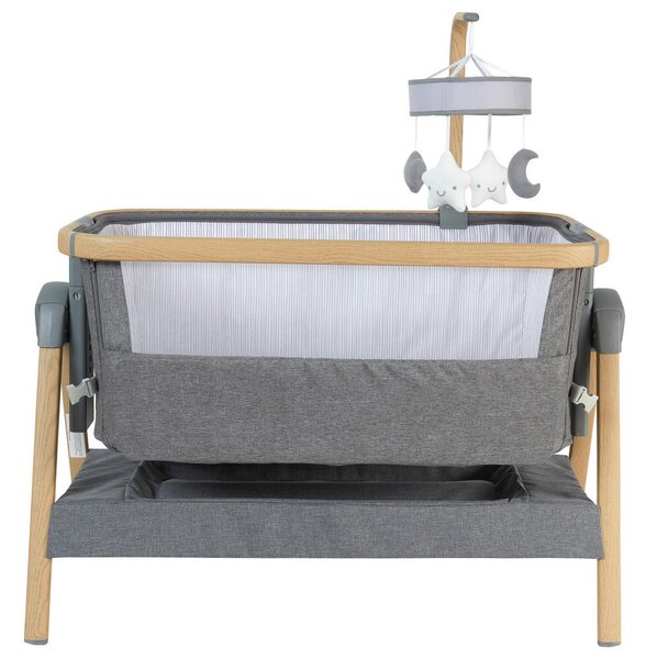 OBPOSTELJNA POSTELJICA Elegance 102/54/69-81 cm naravne barve, temno siva