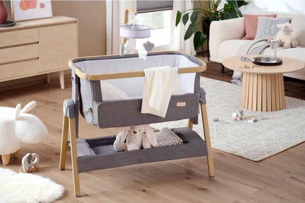 OBPOSTELJNA POSTELJICA Elegance 102/54/69-81 cm naravne barve, temno siva