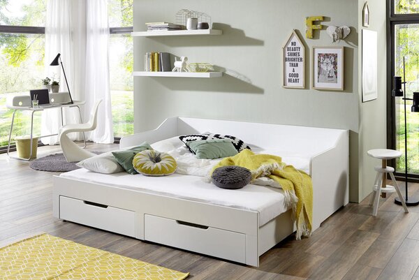 POSTELJA 90/180 cm x 200 cm , leseni material bela