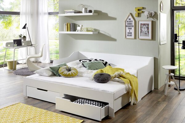 POSTELJA 90/180 cm x 200 cm , leseni material bela