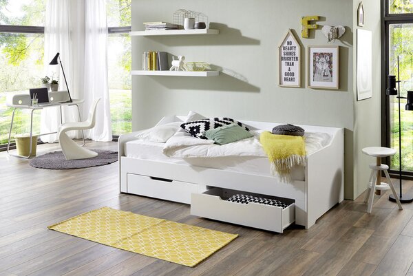 POSTELJA 90/180 cm x 200 cm , leseni material bela