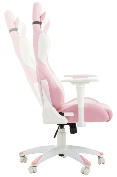 GAMING STOL umetna masa, tekstil bela, pink