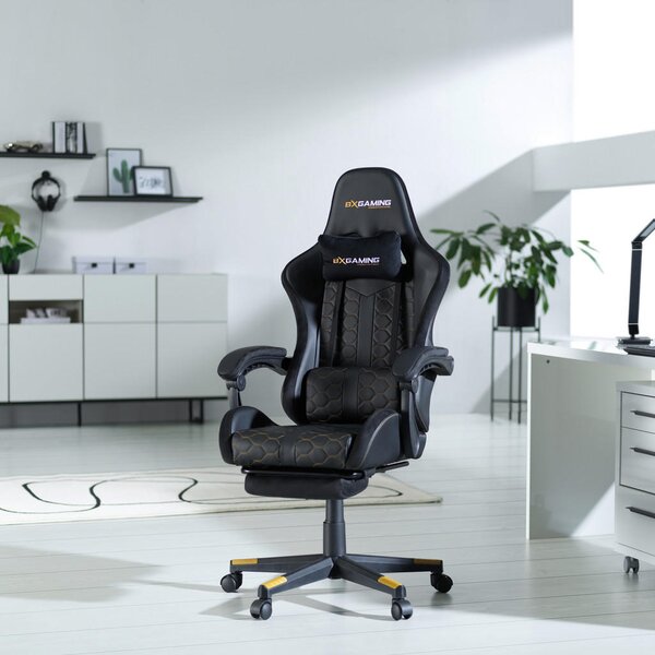 GAMING STOL kovina, umetna masa, tekstil črna