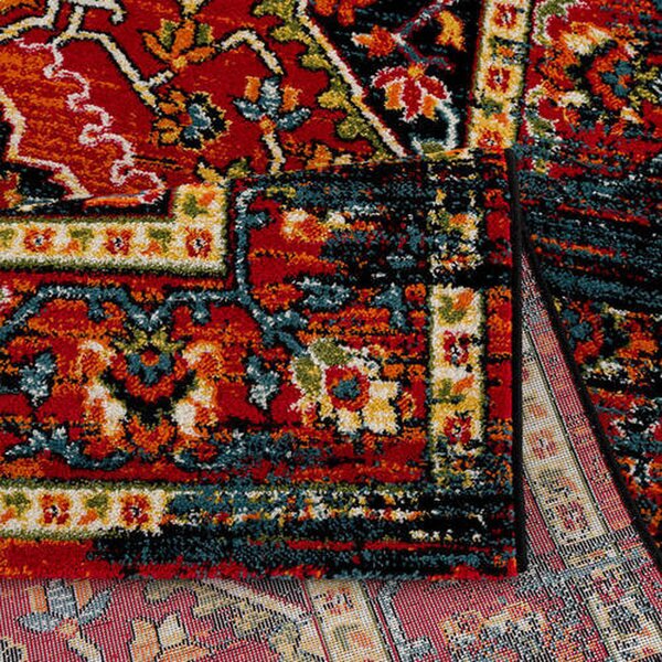 VINTAGE PREPROGA 120/170 cm tkano rdeča, črna