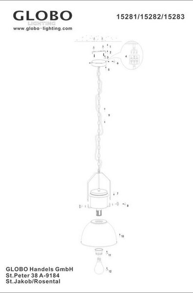 VISEČA SVETILKA 26,5/120 cm