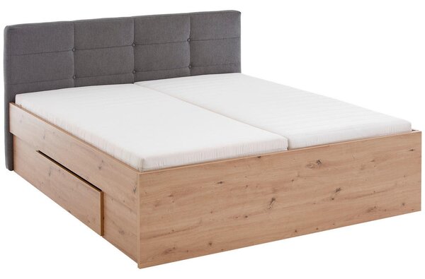 POSTELJA 200 cm x 140 cm , leseni material hrast artisan, antracit