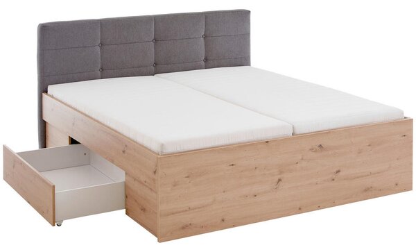 POSTELJA 200 cm x 140 cm , leseni material hrast artisan, antracit