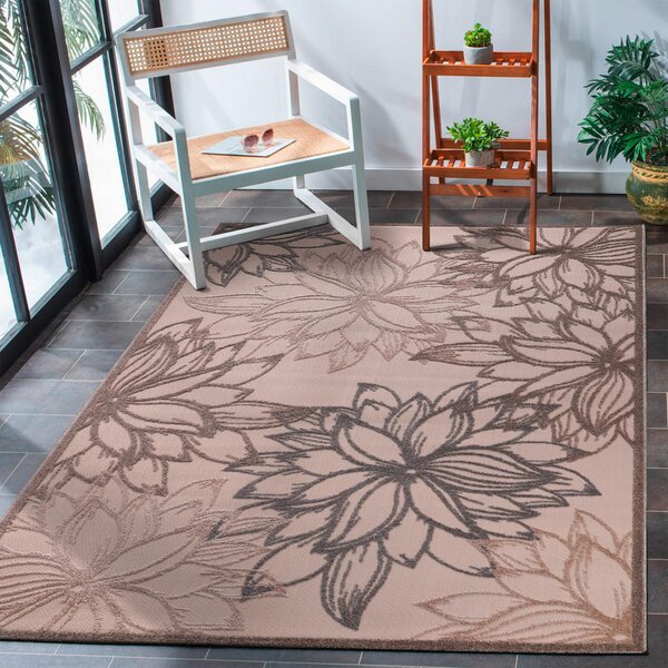PREPROGA ZA ZUNANJO UPORABO Floral 120/170 cm tkano krem barve, bež