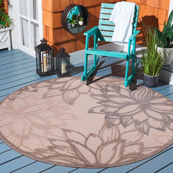 PREPROGA ZA ZUNANJO UPORABO Floral 150 cm tkano krem barve, bež