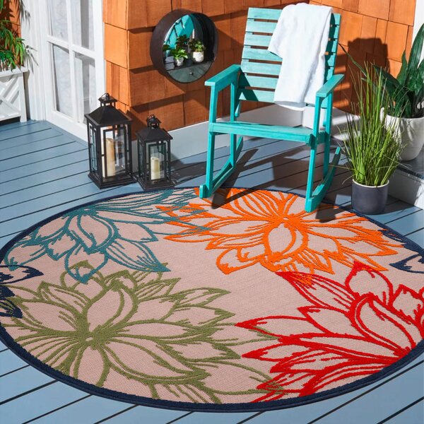 PREPROGA ZA ZUNANJO UPORABO Floral 150 cm tkano večbarvno, bela