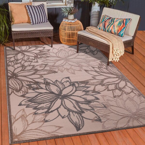 PREPROGA ZA ZUNANJO UPORABO Floral 120/170 cm tkano krem barve, bež
