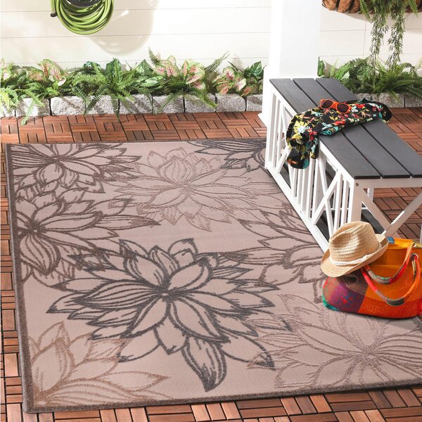 PREPROGA ZA ZUNANJO UPORABO Floral 120/170 cm tkano krem barve, bež