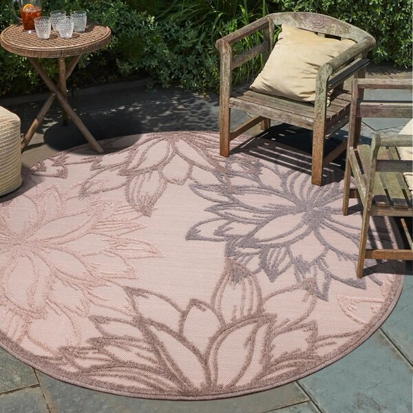 PREPROGA ZA ZUNANJO UPORABO Floral 150 cm tkano krem barve, bež