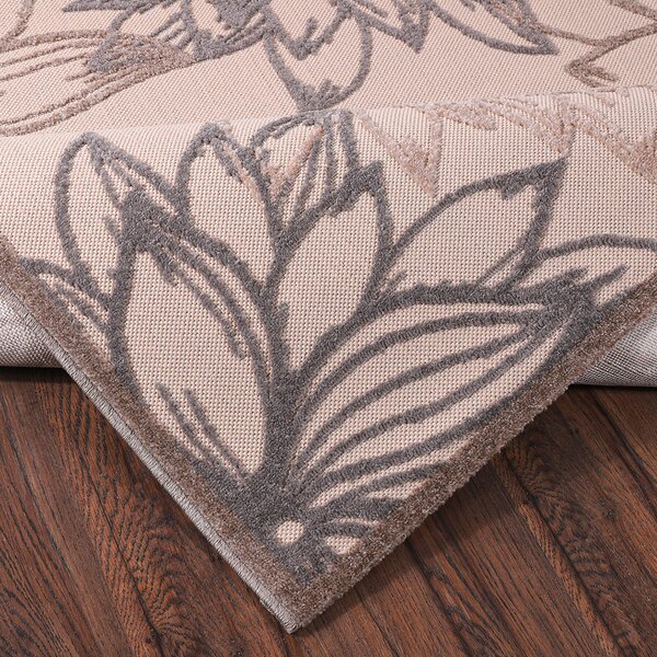 PREPROGA ZA ZUNANJO UPORABO Floral 120/170 cm tkano krem barve, bež