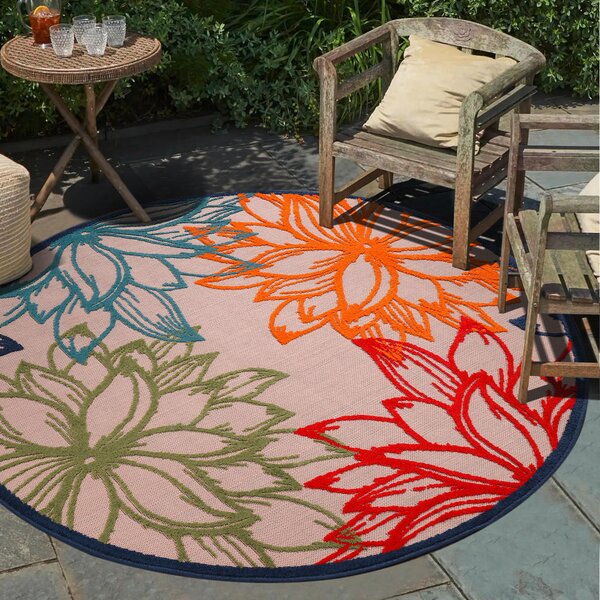 PREPROGA ZA ZUNANJO UPORABO Floral 150 cm tkano večbarvno, bela