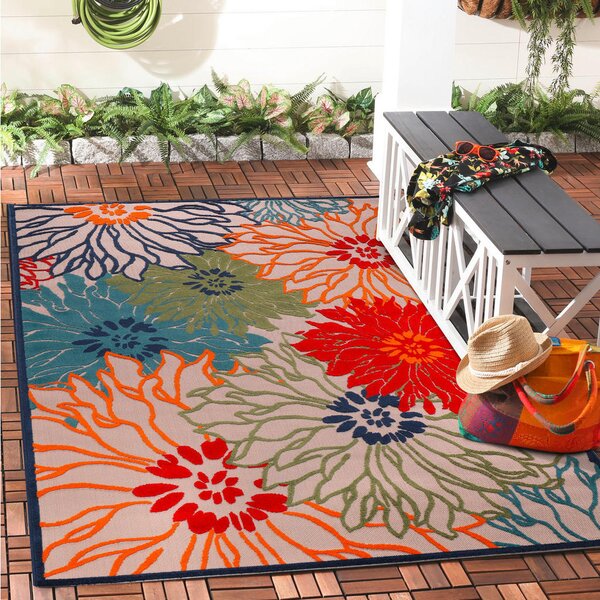 PREPROGA ZA ZUNANJO UPORABO Floral 120/170 cm tkano rdeča