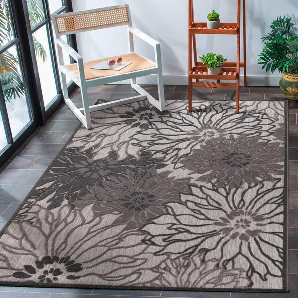 PREPROGA ZA ZUNANJO UPORABO Floral 120/170 cm tkano siva, svetlo siva