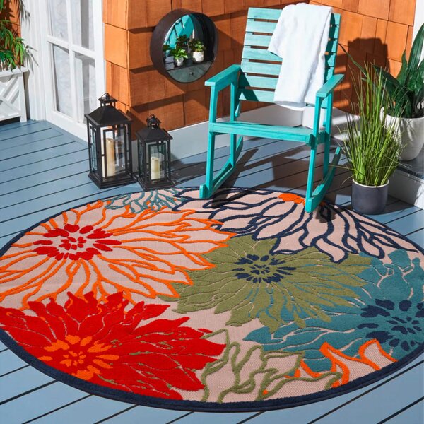 PREPROGA ZA ZUNANJO UPORABO Floral 150 cm tkano rdeča