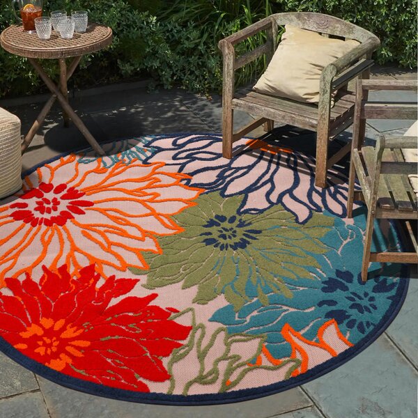 PREPROGA ZA ZUNANJO UPORABO Floral 150 cm tkano rdeča