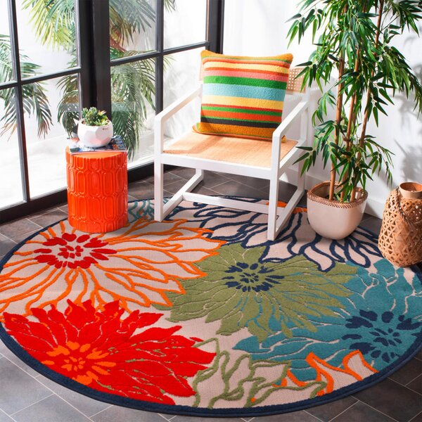 PREPROGA ZA ZUNANJO UPORABO Floral 150 cm tkano rdeča