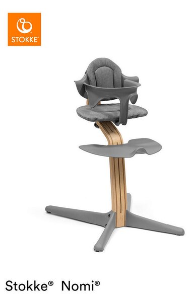 STOLČEK ZA HRANJENJE NOMI CHAIR OAK 52/83,50/59 cm siva, barve hrasta