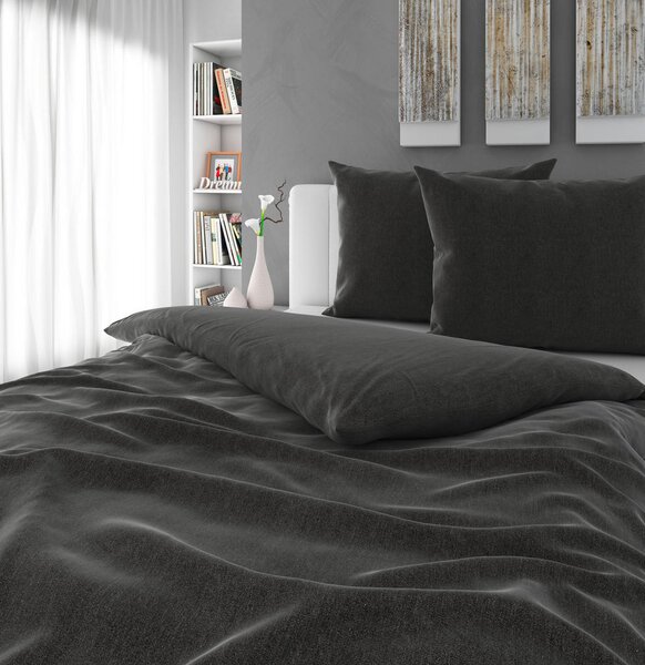 POSTELJNINA STONE WASH 200/200 cm saten temno siva