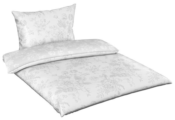 OBOJESTRANSKA POSTELJNINA RANA 140/200 cm saten siva, bela