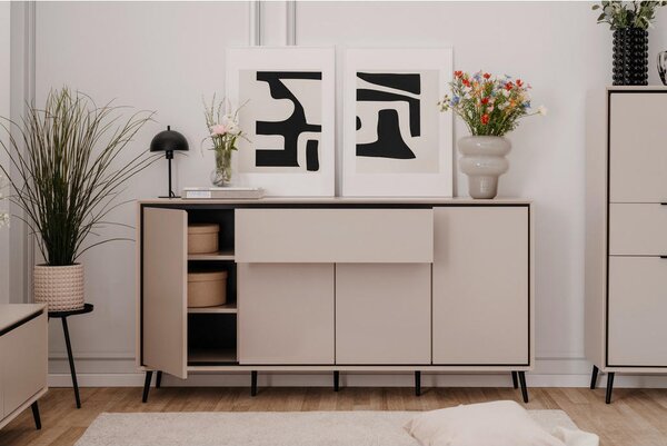 ŠIROKA KOMODA, peščene barve