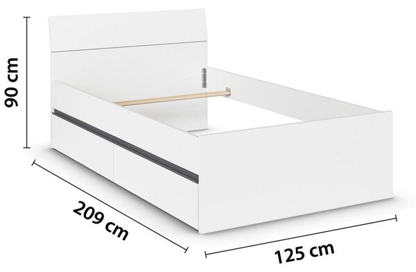 POSTELJA 120 cm x 200 cm , leseni material siva, bela