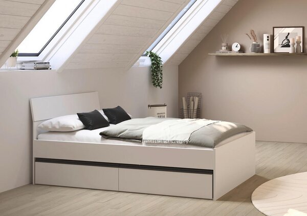 POSTELJA 120 cm x 200 cm , leseni material siva, bela