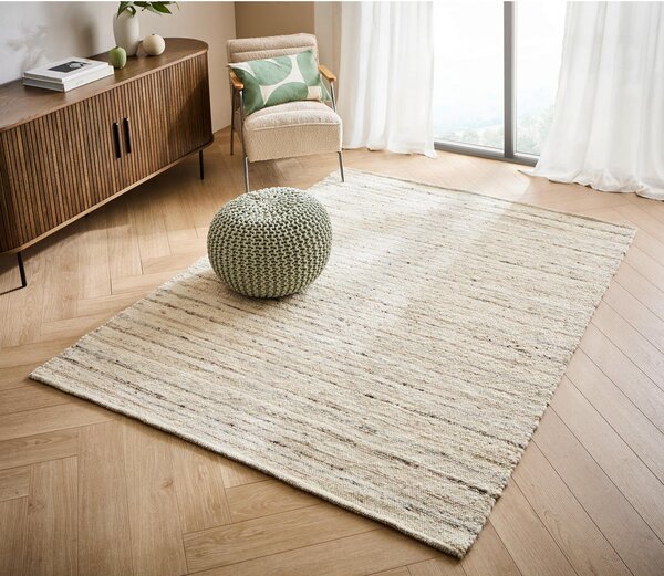 ROČNO TKANA PREPROGA Nova 70/130 cm tkano krem barve