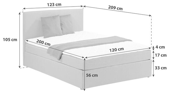 POSTELJA Z VZMETNICO 120 cm x 200 cm , tekstil peščene barve