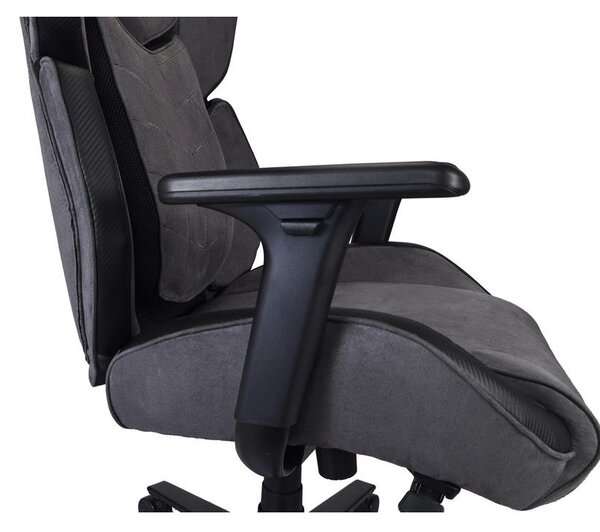 GAMING STOL kovina, umetna masa, tekstil siva, črna