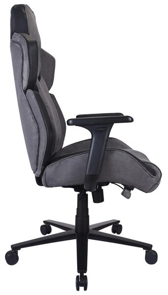 GAMING STOL kovina, umetna masa, tekstil siva, črna