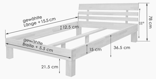 POSTELJA 90 cm x 200 cm , les bukev (jedrovina)