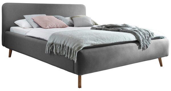 OBLAZINJENA POSTELJA 180 cm x 200 cm , tekstil svetlo siva