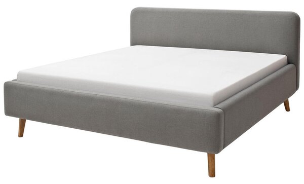 OBLAZINJENA POSTELJA 180 cm x 200 cm , tekstil svetlo siva