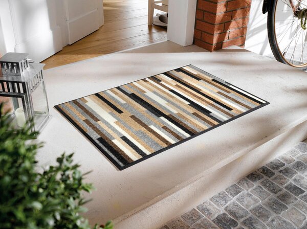 PREDPRAŽNIK Mikado Stripes 50/75 cm potiskano rjava, siva, bež