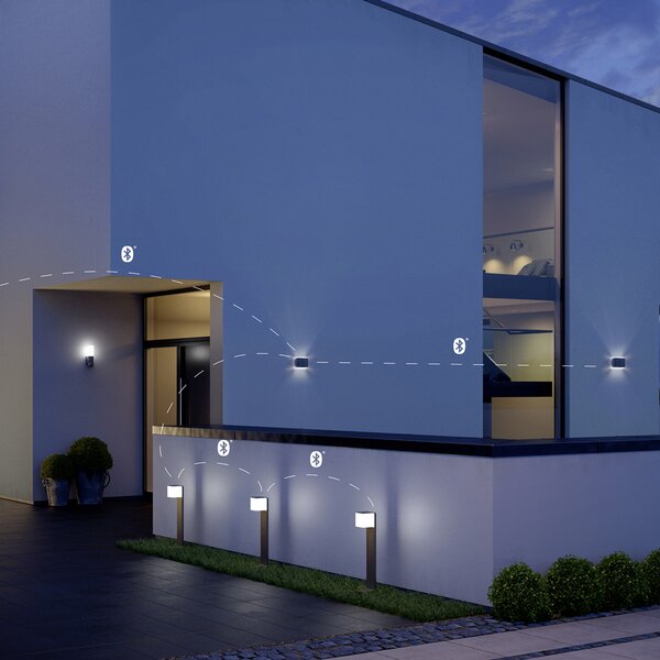 STEINEL GL 80 C LED-ulična svetilka, Bluetooth Smart, antracit, zatemnjen, Črna, Kovina, Sodobni