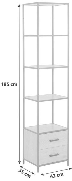REGAL 42/185/35 cm črna, divji hrast