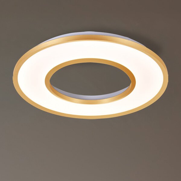 Viokef LED-stropna svetilka Valeria, zlato brušena, Ø 60 cm, kovina, Zlata / medeninasta, Dnevna soba / jedilnica, Aluminij, Sodobni